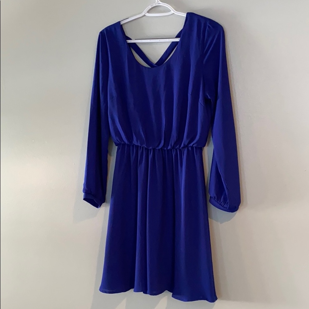 Miami, long sleeve, cobalt blue dress. Size M